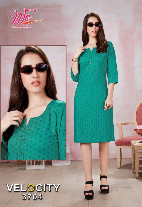 We Velocity Rayon Printed Reguler Wear Kurtis